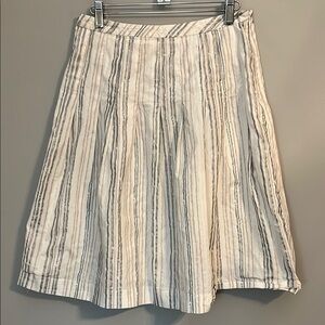 LOFT Petites Cream/Tan/Gray Striped Linen Skirt Size 2P